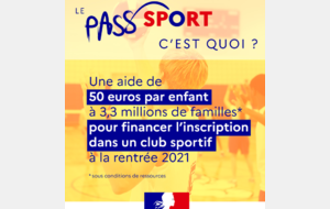 Réduction Pass'Sport Saison 2021/2022 pour enfants de 6 à 18 ans